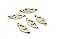 Silver Eye Charm, 25 Antique Silver Plated Brass Eye Connectors With 2 Loops, Pendants, Earrings (18x7x1mm) D1143