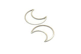 Silver Moon Charms, 8 Antique Silver Plated Brass Crescent Moon Charms With 2 Holes, Pendants, Earrings, Findings (35x15x0.80mm) M03044