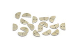 Silver Semi Circle, 24 Silver Plated Brass Half Moon Connector With 2 Holes, Charms, Pendants (10x5x1mm) D1382 H0883