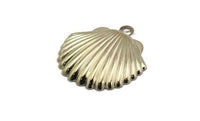 Silver Shell Charm, 12 Silver Tone Brass Sea Shell Charm With 1 Loop, Pendants, Earrings, Findings (22x23mm) D1165 H1044