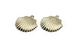 Silver Shell Charm, 12 Silver Tone Brass Sea Shell Charm With 1 Loop, Pendants, Earrings, Findings (22x23mm) D1165 H1044