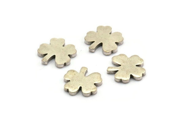 Silver Flower Blank, 4 Antique Silver Plated Brass Flower Stamping Blank, Earrings, Findings (15x2mm) D1183