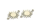 Silver Sunny Connector, 24 Antique Silver Plated Brass Sunny Connectors With 2 Loops (18x13x0.60mm) D0570 H0881