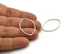 Silver Marquise Ring, 12 Antique Silver Plated Brass Marquise Ring, Connectors, Charms (22x31x1mm) D1300
