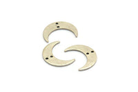 Silver Moon Charm, 8 Antique Silver Plated Brass Crescent Moon Charms With 2 Holes, Findings, Connectors (21x6x1mm) D1132