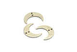 Silver Moon Charm, 8 Antique Silver Plated Brass Crescent Moon Charms With 2 Holes, Findings, Connectors (21x6x1mm) D1132