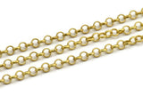 Brass Rolo Chain, 2 M. Raw Brass Rolo Chain, Open Link Rolo Belcher Chain (5mm) RB 8-29-Y