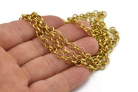 Brass Rolo Chain, 2 M. Raw Brass Rolo Chain, Open Link Rolo Belcher Chain (5mm) RB 8-29-Y