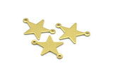 Brass Star Charm, 12 Raw Brass Star Charms With 2 Loops (15.5x22x0.70mm) M01490