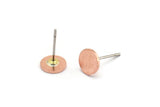Copper Round Earring, 12 Raw Copper Round Stud Earrings (7x0.80mm) M01607 A5511