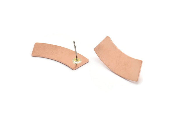 Copper Rectangle Earring, 4 Raw Copper Rectangle Stud Earrings (28x10x0.80mm) M282 A5491