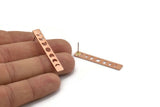 Copper Rectangle Earring, 6 Raw Copper Moon Phases Stud Earrings (40x6x0.80mm) M01478