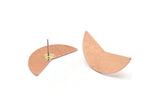 Copper Moon Earring, 4 Raw Copper Crescent Moon Stud Earrings (31x11x0.80mm) M250