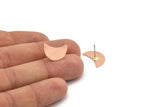 Copper Moon Earring, 6 Raw Copper Crescent Moon Stud Earrings (18x8.5x0.70mm) M719