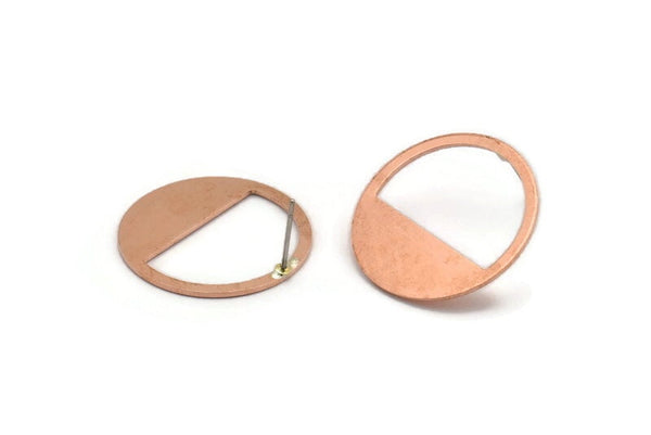 Copper Round Earring, 6 Raw Copper Round Stud Earrings (25x0.80mm) M419 A5483