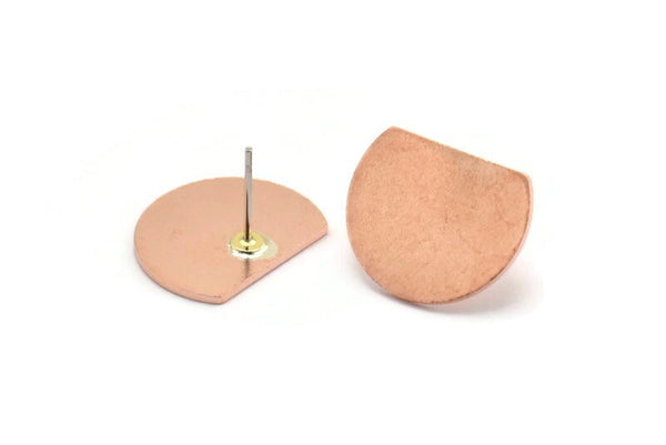 Copper Semi Circle Earring, 4 Raw Copper Half Moon Stud Earring (18x14x0.90mm) M973 A5530