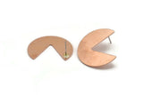 Copper Circle Earring, 4 Raw Copper Pizza Slice Stud Earrings (30x26x0.80mm) M288 A5526