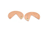 Copper Circle Earring, 4 Raw Copper Pizza Slice Stud Earrings (30x26x0.80mm) M288 A5526