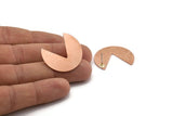 Copper Circle Earring, 4 Raw Copper Pizza Slice Stud Earrings (30x26x0.80mm) M288 A5526