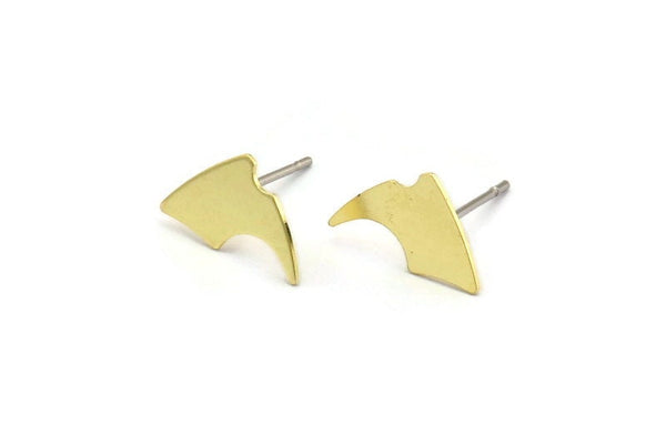 Brass Mountain Earring, 12 Raw Brass Tiny Mountain Shaped Stud Earrings (12x8x0.45mm) M01285 F055