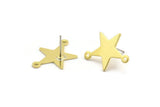 Brass Star Earring, 8 Raw Brass Star Stud Earrings With 2 Loops (15.5x22x0.70mm) M01490
