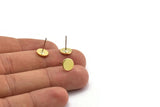 Brass Round Earring, 12 Raw Brass Round Shaped Stud Earrings (8x0.80mm) M412 A5576