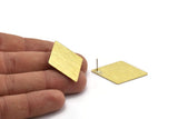 Brass Diamond Earring, 4 Textured Raw Brass Diamond Shaped Stud Earrings (40x26x0.80mm) M01511