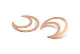 Copper Moon Earring, 4 Raw Copper Crescent Moon Stud Earrings (42x16x0.80mm) M300