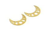 Brass Moon Charm, 12 Raw Brass Crescent Moon Charms With 1 Hole (29x10x0.60mm) A5460