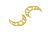 Brass Moon Charm, 12 Raw Brass Crescent Moon Charms With 1 Hole (29x10x0.60mm) A5460