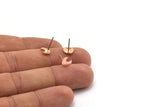 Copper Moon Earring, 12 Raw Copper Tiny Crescent Moon Stud Earrings (7x0.80mm) M01636