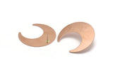 Copper Moon Earring, 2 Raw Copper Crescent Moon Stud Earrings (42x16x0.80mm) M307 A5484