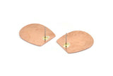 D Shape Earring, 4 Raw Copper D Shape Stud Earrings (25x22x0.80mm) M468