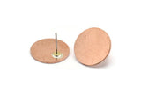 Copper Round Earring, 8 Raw Copper Round Stud Earrings (16x0.80mm) M01347 A5498