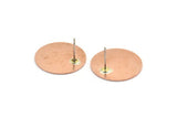 Copper Round Earring, 6 Raw Copper Round Stud Earrings (20x0.70mm) M01368