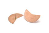 Copper Moon Earring, 4 Raw Copper Moon Stud Earrings (38x18x0.80mm) M241