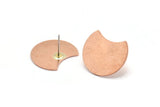Copper Moon Earring, 6 Raw Copper Crescent Moon Stud Earrings (20x15x0.70mm) M605