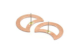 Copper Moon Earring, 6 Raw Copper Moon Stud Earrings (25x15x0.70mm) M758
