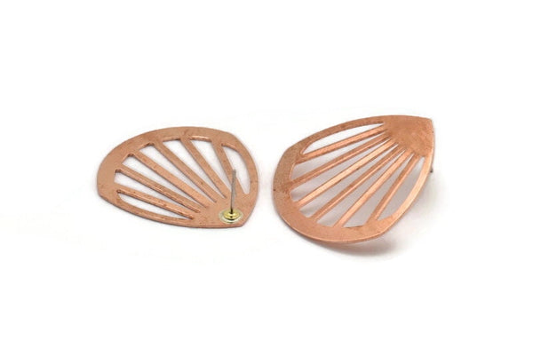 Copper Drop Earring, 2 Raw Copper Drop Stud Earrings (36x33x0.80mm) M1026 A5506