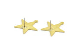Brass Star Earring, 8 Textured Raw Brass Star Stud Earrings With 1 Loop (24x0.80mm) M01575