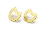 Brass Moon Earring, 8 Raw Brass Crescent Moon Stud Earring (20x15x0.70mm) M777