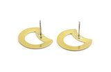 Brass Moon Earring, 8 Raw Brass Crescent Moon Stud Earring (20x15x0.70mm) M777