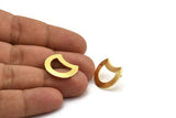 Brass Moon Earring, 8 Raw Brass Crescent Moon Stud Earring (20x15x0.70mm) M777