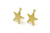 Brass Star Earring, 8 Textured Raw Brass Star Stud Earrings With 1 Loop (18x16x0.80mm) M01578 A5596