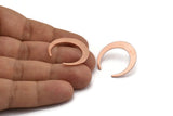 Copper Moon Earring, 4 Raw Copper Crescent Moon Stud Earrings (26x27x1mm) M02212