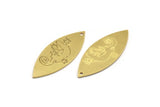 Brass Marquise Charm, 6 Raw Brass Lizzard Pattarned Marquise Shaped Charms With 1 Hole (39x15x0.80mm) A5624