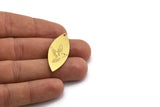Brass Marquise Charm, 6 Raw Brass Bird Pattarned Marquise Shaped Charms With 1 Hole (39x15x0.80mm) A5476