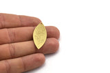 Brass Marquise Charm, 6 Raw Brass Flower Pattarned Marquise Shaped Charms With 1 Hole (39x15x0.80mm) A5489