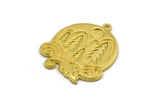 Brass Round Charm, Raw Brass Charm With 1 Loop, Mountain Findings, Tree Findings (28x24x1.5mm) N2234
