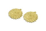 Brass Flower Charm, Raw Brass Flower And Butterfly Charm With 1 Loop, Findings (29.5x27x1.5mm) N2237